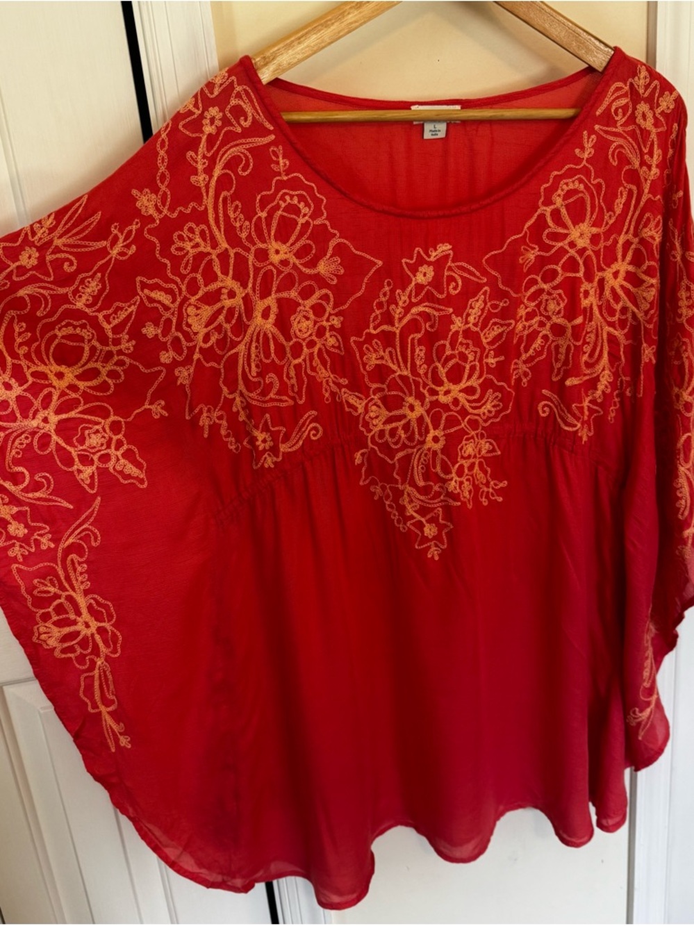 Sundance Salmon Cover Tunic with yellow Floral Embroidery
